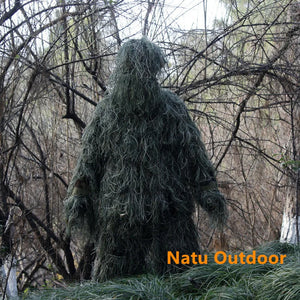 Adult Kids Tactical Camouflage Clothing Withered Grass Ghillie Suit 5 PCS Sniper Hunting Suit Army Hunting Clothes Birding Suit