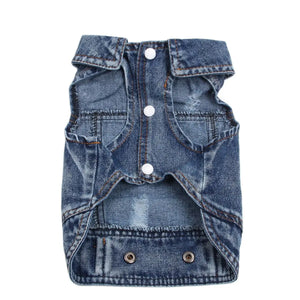 Pets Dogs Jeans Jacket 2 Holes Design Blue Denim Coat Vest Cat Puppy Spring/Autumn Clothes Apparel