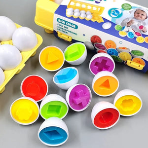 Baby Smart Eggs Montessori Learning Educational Toys Sensory Easter Eggs Chicken Colors Shapes Sorter For Kids 2 to 4 Years
