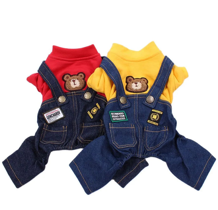 New Pet Jumpsuit Rompers Dog Hoodie Denim Coat T-Shirt Cat Puppy  Jacket Autumn/Winter Clothes Apparel