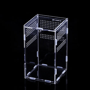 Acrylic Reptile Terrarium Habitat Breeding Box Mini Transparent Reptiles Cage with Cover Nano Arboreal Tarantula Enclosure