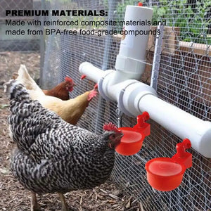 5pcs Automatic Chicken Watering Cups Plastic Poultry Waterer Cups Hanging Backyards Poultry Coop Feeder Water Drinking Cups