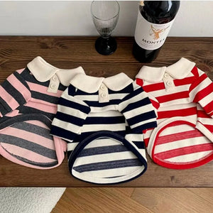 Summer Dog Polo Shirt Cute Puppy Clothes Simple Striped Cat Shirt Fashion Pet Kitten Vest Soft Dog Apparel Chihuahua Dog Clothes