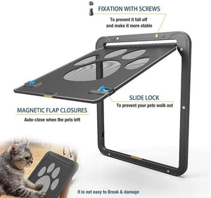 Dog Cat Door Lockable Magnetic Screen Outdoor Function Gates & Ramps Window Garden Tunnel Safety Self-Closing Flap Gate Pet Door