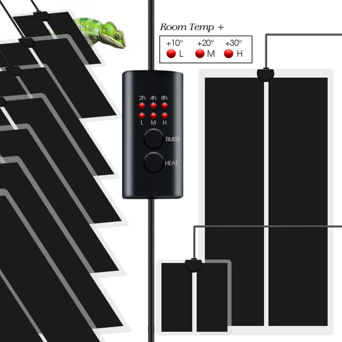 5-45W 2/4/6H Timing Plants Heating Pad Reptile Terrarium Heaters Waterproof Warmer Heat Mat with 3-Gear Temperature Controller