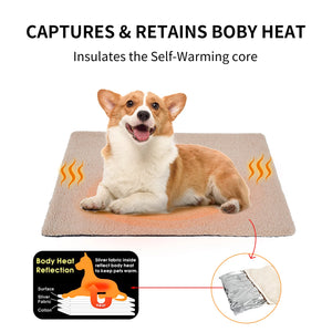 Self-Heating Pet Pads Blanket Puppy Pad Warm Cushion Mat for Cats Dogs Washable Pets with Thermal Body Heat Reflecting Core Pad