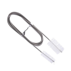 155/90cm Aquarium Cleaning Brush Stainless Steel Flexible Bent Tube 2x brush Water Air Tube Hose Cleaner Fish Tank Accessories