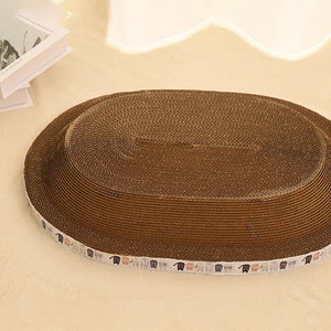 Cat Scratching Board Wear-Resistant Corrugated Paper Cat Grinding Claw Toys Multifunction Round Oval Cat Sleeping Bed Scratchers