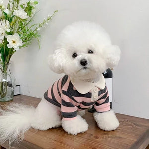 Summer Dog Polo Shirt Pet Dog Cooling Clothes Striped Sweatshirt Chihuahua Puppy Pullover Dog Vest for Small Medium Dogs Costume