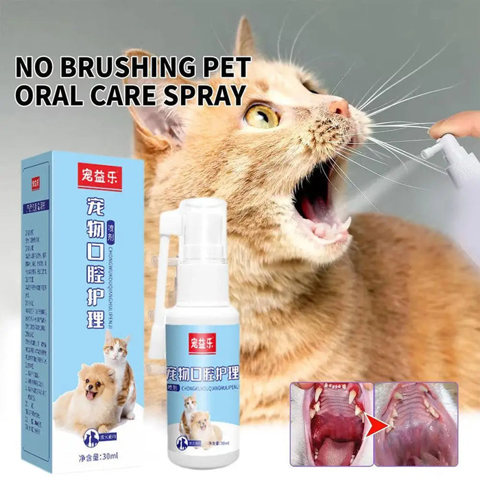 Pet Oral Care Spray for Cat Dog Instant Pet Fresh Breath Dental Care Teeth Cleaning Anti Inflammatory Dog Gingivitis Treatment