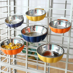 Hanging Pet Bowl Dog Set Small Food Bowls Cat Feeder Wall Mounted Water Cage Plastic Crate Kitten Supplies Stainless Steel