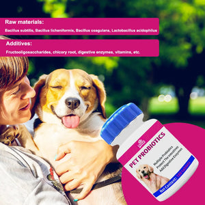 180 Tablets Pet Digestive Health Probiotic Supplements for Cats and Dogs - Regulate Intestinal Flora to Boost Immunity