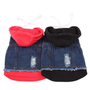 Dog Cat Jacket Vest  Denim Pet Puppy Coat Hoodie Spring/Autumn Clothing Apparel