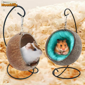 Hamster Coconut Hideout Suspension Coconut Shell Hamster Hideout Small Animal Suspension Coconut Hideout Habitat Decor Pet Cave