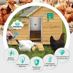 Automatic Chicken Coop Door Poultry Flap LCD Timer Light Sensor Remote Control Battery Power Pull 3KG Henhouse Without door