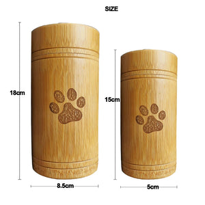 Carved Custom Bamboo Pet Urn Cremation Cute Cat Dog Paws S-L Size Puppy Kitten Ashe for Urn Funeral Supplies Pet Dog Accessories