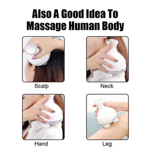 Electric Head Massager Relieve Stress Multifunctional For Scalp Body Shoulder Neck Rechargeable Health Care Pet Cat Dog Massage