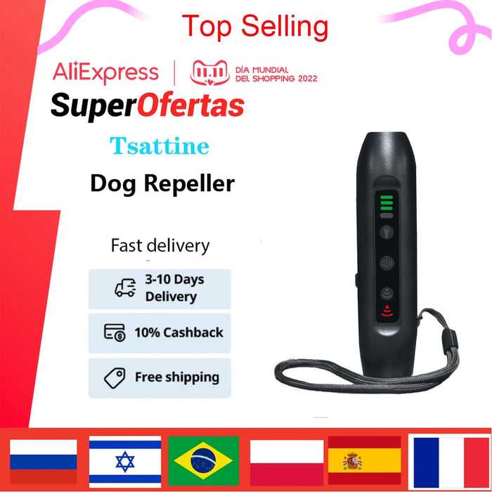 Dog Repeller Ultrasonic Dogs Barking Deterrents Electronic Training Devices With Ultrasound USB Recharge Flashlight LED