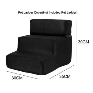 Pet Ladder Cover 3 Steps Stairs for Small Dog Cat Pet Ramp Ladder Anti-slip Detachable Comfortable Faux Leather Dogs Bed Stairs