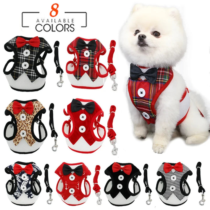 Elegant Bow Dog Collars Necktie Traction Rope Christmas Pet Harness for Small Medium Dogs Cat Chest Strap Dog Accessories Gifts