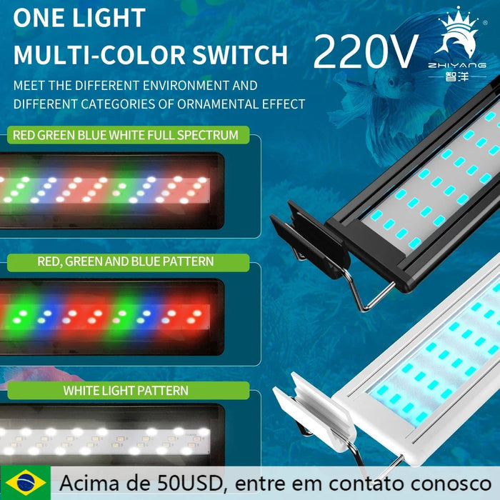 220V  fish tank light LED light stand grass tank red green blue light aquarium lighting four rows of color changeable lights