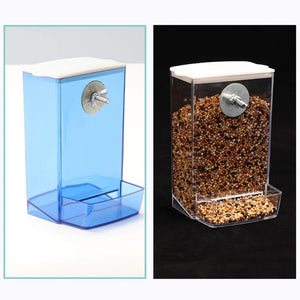 Bird Feeding Box Dustproof Food Dispenser AntiSplash Parrots Food Feeding Birds Cage Screw Feeder Clear Food Container