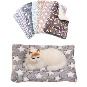 Soft Warm Flannel Thickened Pet Blanket Cat Litter Puppy Sleep Mat Washable Lovely Mattress Cushion for Small Large Dogs Dog Bed