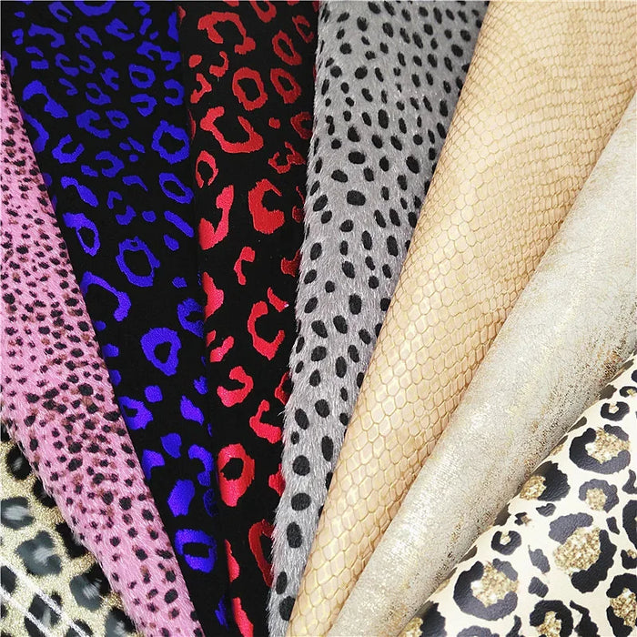 Dots Leopard Pattern Printed Immitation Horse Hair Fabric Soft Fabric Sheets for Handmade Craft DIY Bows Toys 21X29CM W342