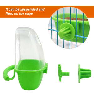 Bird Feeder Cups Parrot Bird Cage Feeder Bowl Plastic Hanging Food Container Bowl For Bird Indoor Outdoor Bird Accessories 1Pcs