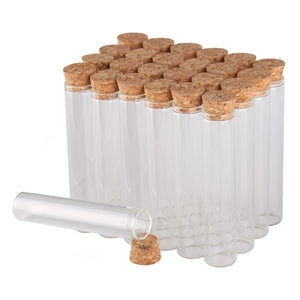 10 Pieces 25ml Test Tubes with Cork Stopper 22*100mm Glass Tubes Terrarium Jars Bottles Vials for Craft Lab Accessory DIY