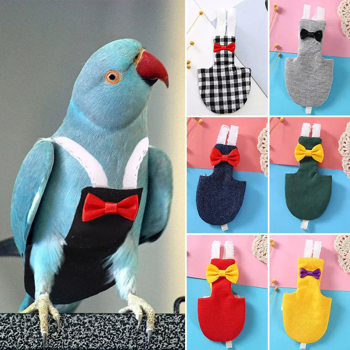 Bird Parrot Diaper with Bowtie Flight Suit Birds Nappy Parrots Clothes for Green Cheek Conure Parakeet Pigeons Medium Small Bird