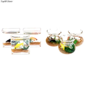 2*2.5cm Dollhouse Miniature Glass Fish Tank Bowl Aquarium Doll House Home Ornament Toy For Dollhouse Decals New!