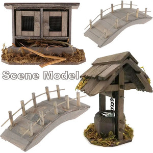 Miniature Chicken Coop Wood Arch Bridge Outdoor Scene Model Micro Landscape Fairy Garden Decor Dollhouse Decoration Accessories