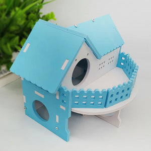 Hamster Villa Toy Plastic 2-Layer Small Animal Hideout House Hamster Playhouse Pig Rat Hamster Villa House Small Pet Cage Toy