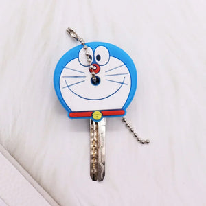 1pcs Cut Cartoon Animal Cat Dog Fox Key Cover Silicone Key Chains Women Funny Key Holder Caps Kids Party Gift