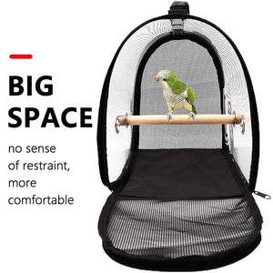 Black Breathable Bird Parrot Carrier Transparent Nest Pet Backpack Travel Bag