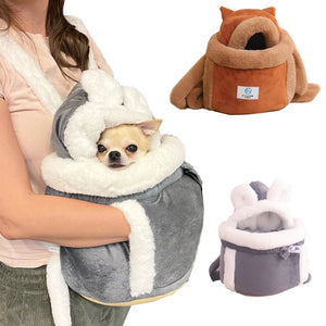 Pet Carrier Bag Small Cat Dogs Backpack Winter Warm Soft Plush Carring Pets Cage Walking Outdoor Travel Kitten Hanging Chest Bag