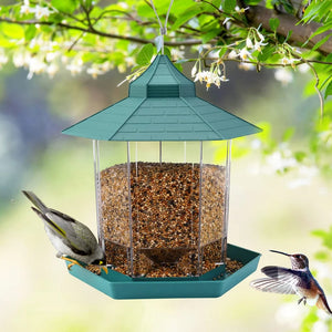 New Garden Gazebo Hanging Wild Bird Feeder Outdoor Container With Hang Rope Pet Bird Feeding House Type Bird Feeder