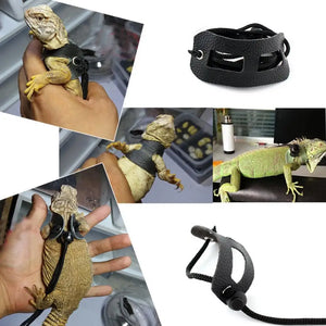 Lizard Traction Rope Adjustable Soft Pet Reptile Bearded Dragon Harness Leather Leash Set Small Animals Supplies