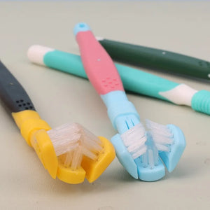 Dog Toothbrush Three Sided Pet Toothbrush Oral Cleaning Three Headed Brush for Dog Teeth Cleaning Soft Hair Dogs Toothbrushes