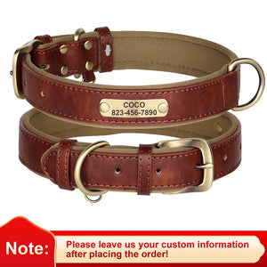 Personalized Dog Collar Leash Custom PU Leather Dog Tag Collars Free Engraved Nameplate For Small Medium Large Dogs Pitbull