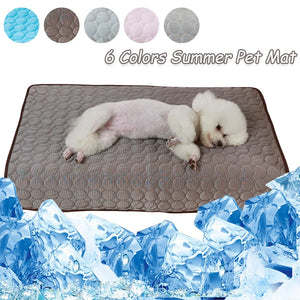 Summer Dog Cooling Mat Dog Cat Sleeping Pad Cool Ice Silk Moisture-proof Mattress Cushion Small Animal Cold Bed 5 Sizes