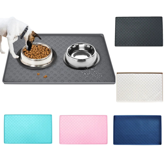 Waterproof Pet Placemat Dog Cat Food Mat Dog Feeding Mat Cat Dog Drinking Feeding Placemat Silicone Pet Bowl Pad Feeder Mats