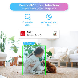 ZOSI C518 Indoor Pan/Tilt Smart Security IP Camera 2K 360° Baby Pet Monitor AI Human Tracking 2.4G/5G WiFi Surveillance Camera