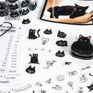 JIANWU 50mm*200cm Captain Black Cat Series Kawaii Cat Material Collage Waste Tape Creative DIY Journal Stationery