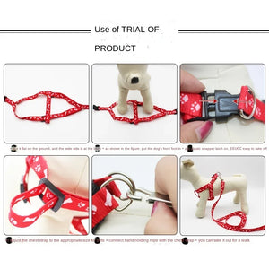 Pet Dog Bone Printing Harness and Leash Set Summer Fashion Harness for Dog Cat dog Supplise Chihuahua Adjustable Walking Puppy