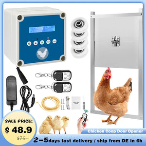 Chicken Coop Door Control Box,Chicken Coop Door Opener, New for 2022 with Timer and Light Sensor, Battery Power