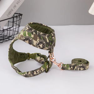 Disney Army Green Camouflage Dog Leash Set Spring and Summer Dog Accessories Separable Cotton Dog Collar  Dog Harness