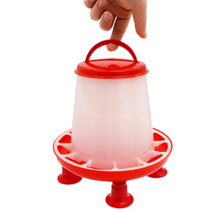 New 1.5kg Chicken Duck Feeder Bucket With Leg  Poultry Food Fountain Chicken Chick Hen Lid Handle Feeding Watering Supplies