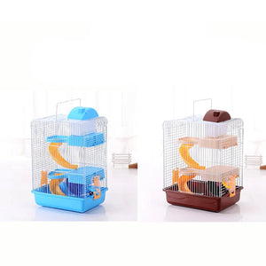 Three Layers Hamster Cage Includes Water Bottle Exercise Wheel Dish Hamster Hide- Out Small House for Pets Chinchilla Hamster